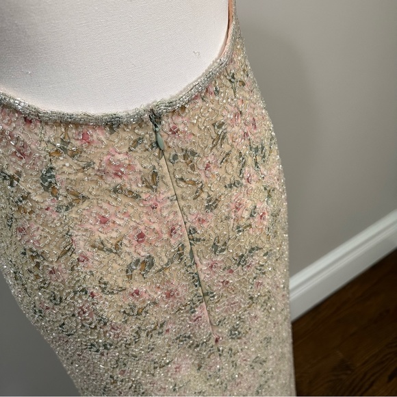 Mia Bella Couture Vintage 90's Beaded Floral Pale Pink Gown Beaded Y2K Dress ** - Picture 8 of 16